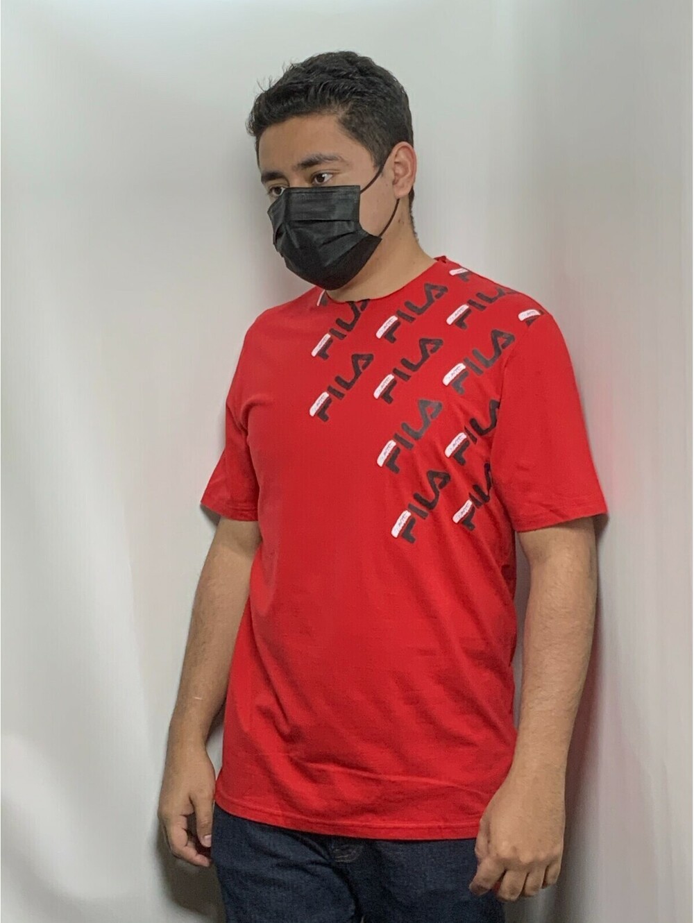 Men's Fila Red | Black Short Sleeve Tee Shirt